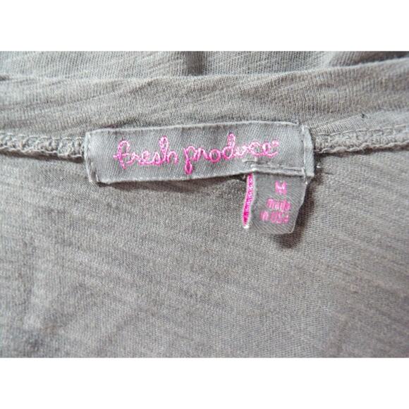 Fresh Produce Medium Top Shirt Gray V Neck Basic Long Sleeve Solid Core - Picture 5 of 11
